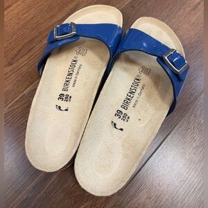 Birkenstock Glossy Blue Slides